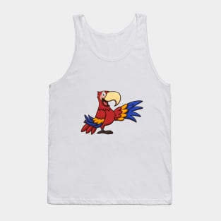 Red Cartoon Macaw Tank Top